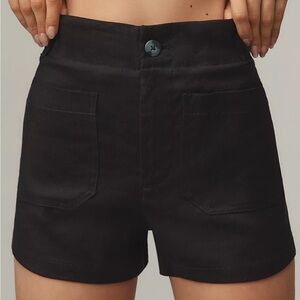 Anthropologie High Waist Black Shorts Cotton/linen/vicose The Colette Design